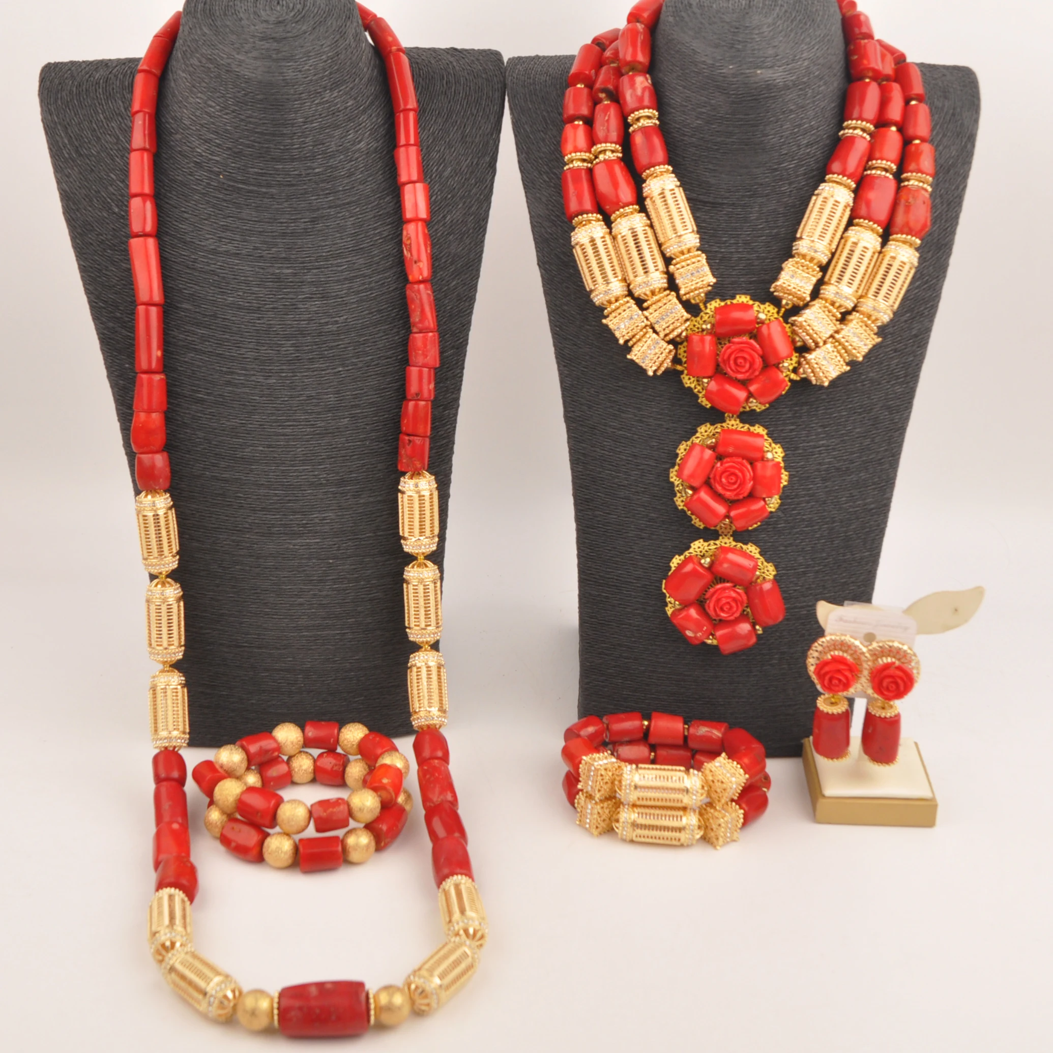 real-red-coral-beads-jewelry-sets