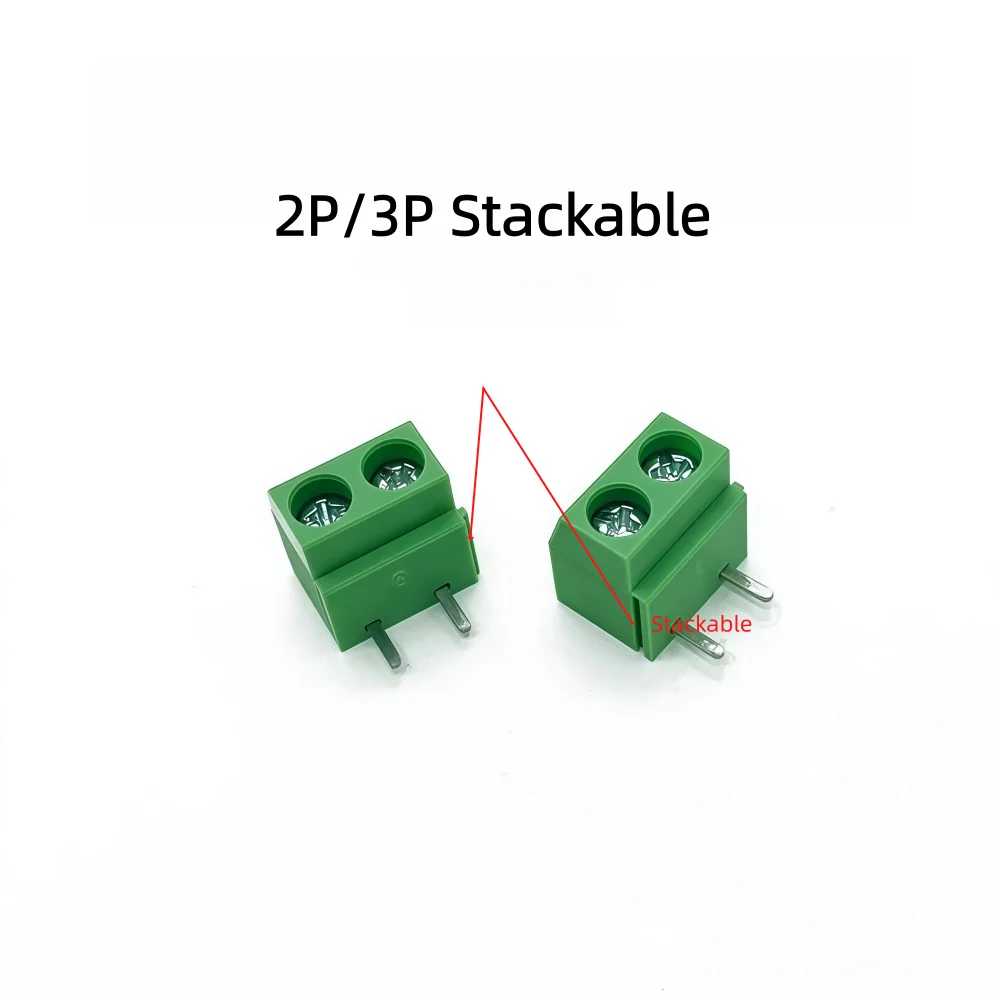20PCS KF126R-5.0 DG126R Screw Terminal Block 5.0mm Pitch 90 Degree Bent Pin PCB Connector Horizontal Connector 2P 3Pin Stackable