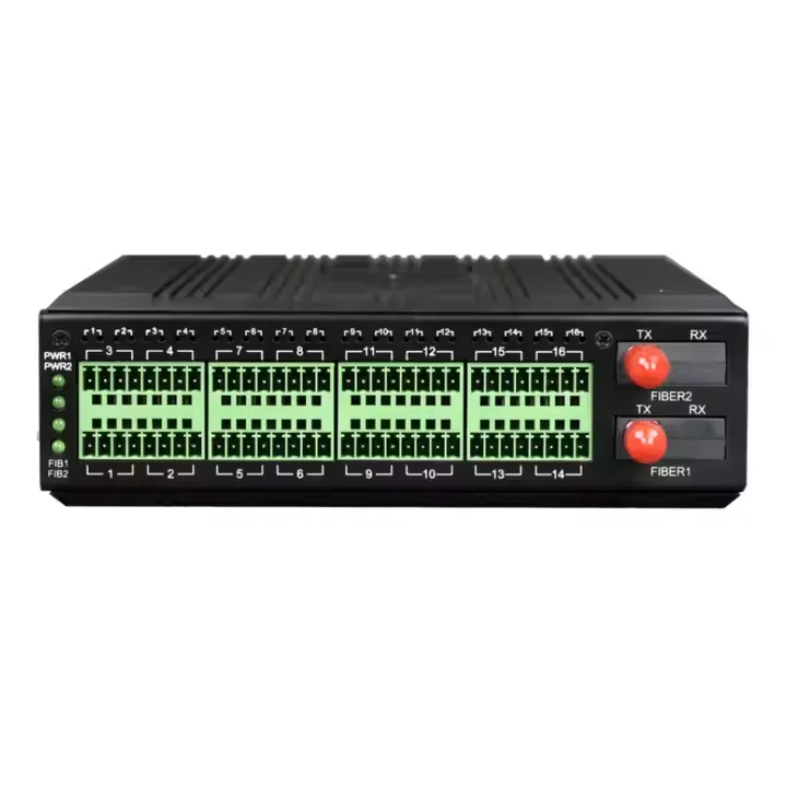 Industrial 1-32 Channel Analog Dry Contact Closure Over Fiber Converter with Serial Port Dry contact Signals Backup