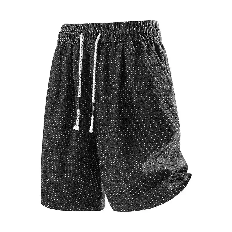 2026 Summer New Men's Shorts Washed Cotton Material Trendy Style Dot Texture Design Five-Point Cut Straight Leg Style Loose Brea