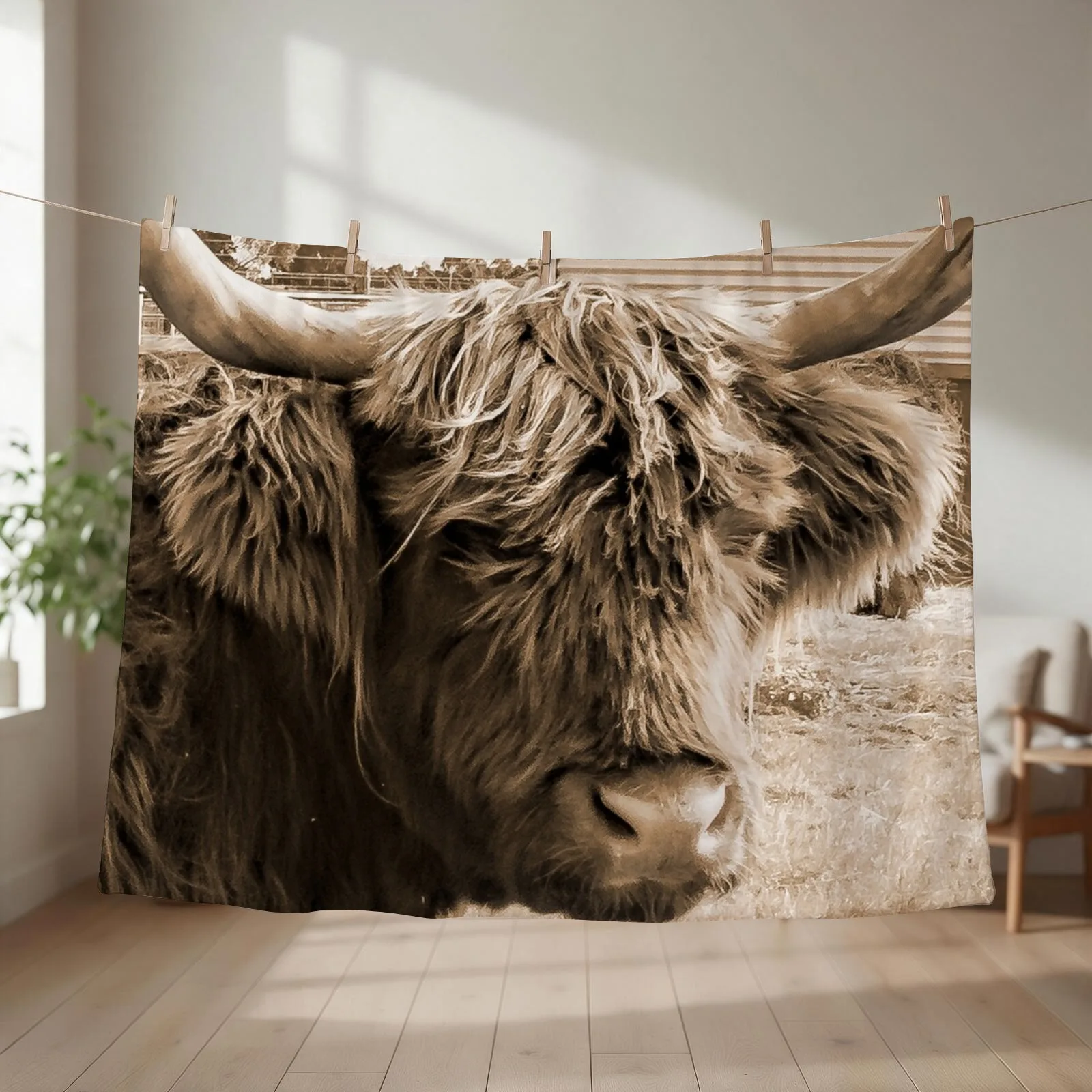 Highland Cow Throw Blanket couch cozy soft plush fuzzy picnic outdoor blanket
