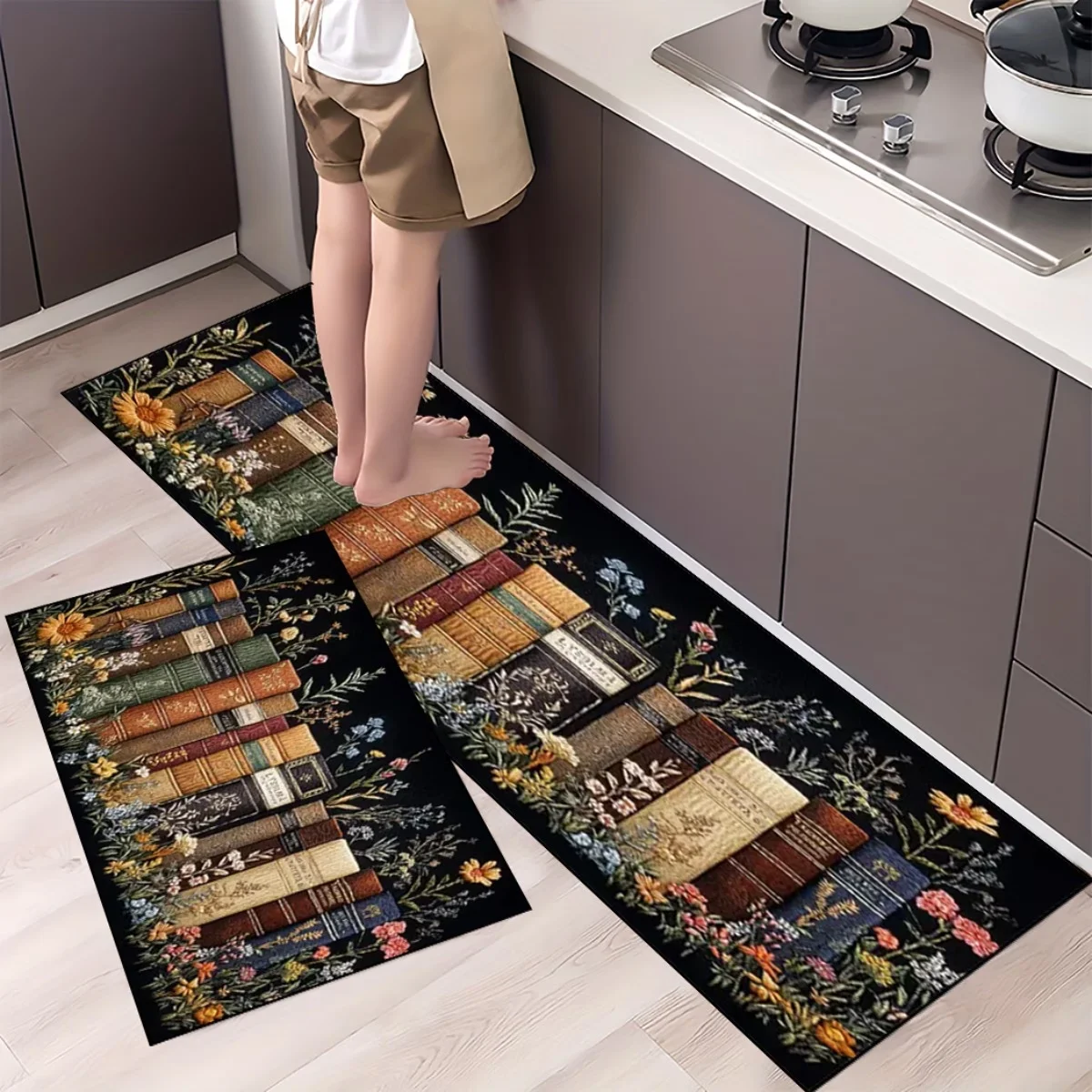 Home Office And Library - Tapete de Cozinha Vintage com Estampa