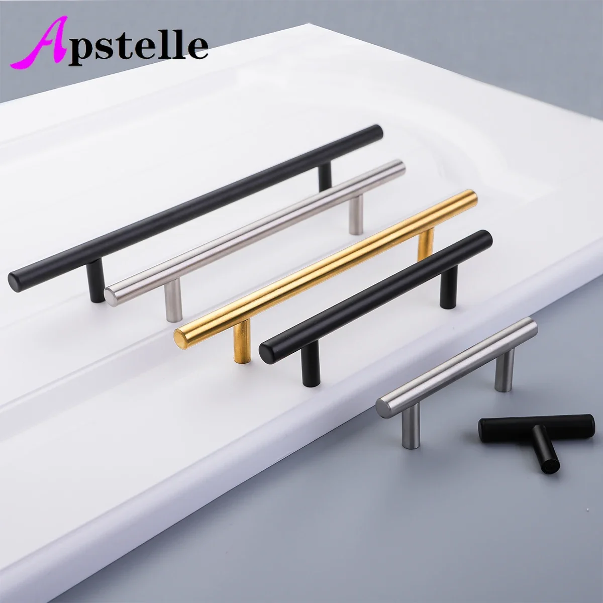 Apstelle-tirador de barra en T para puerta de cocina, pomo de acero inoxidable de 50-500mm, para muebles, armario, cajón