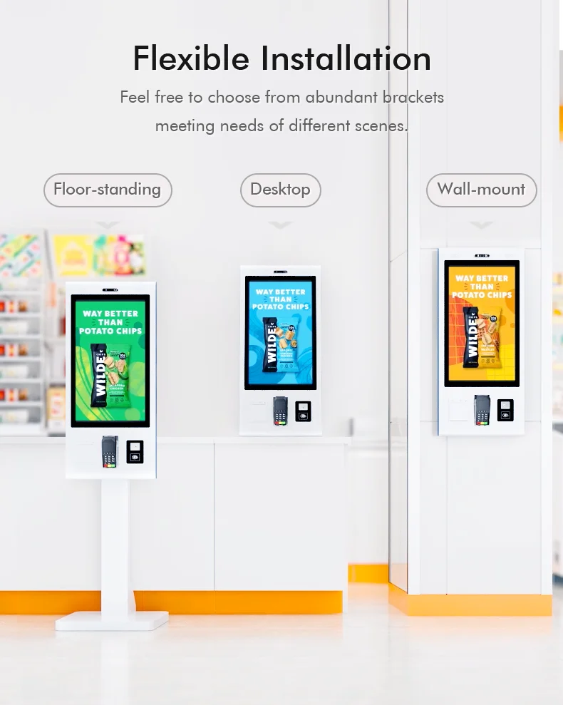 -حامل أرضي لكشك الدفع للخدمة SDK مقاس 21.5 27 32 بوصة ذكي يعمل باللمس بالسعة POS NFC آلة الخروج الذاتي #6