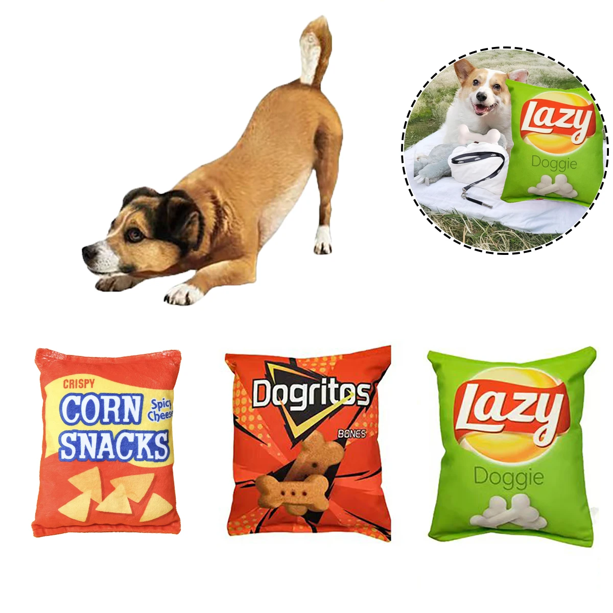 

Funny Crisps Dog Toys Interaction Chew Molars Plush Dog Toys Bite Resistance Clean Teeth Oral Cavity Puppy Toys Pet Accessories