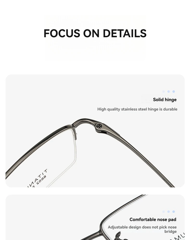 نظارات طبية مخصصة خفيفة للغاية من التيتانيوم النقي شبه بدون إطار لقصر النظر إطارات نظارات فاخرة عالية الجودة للرجال والنساء
