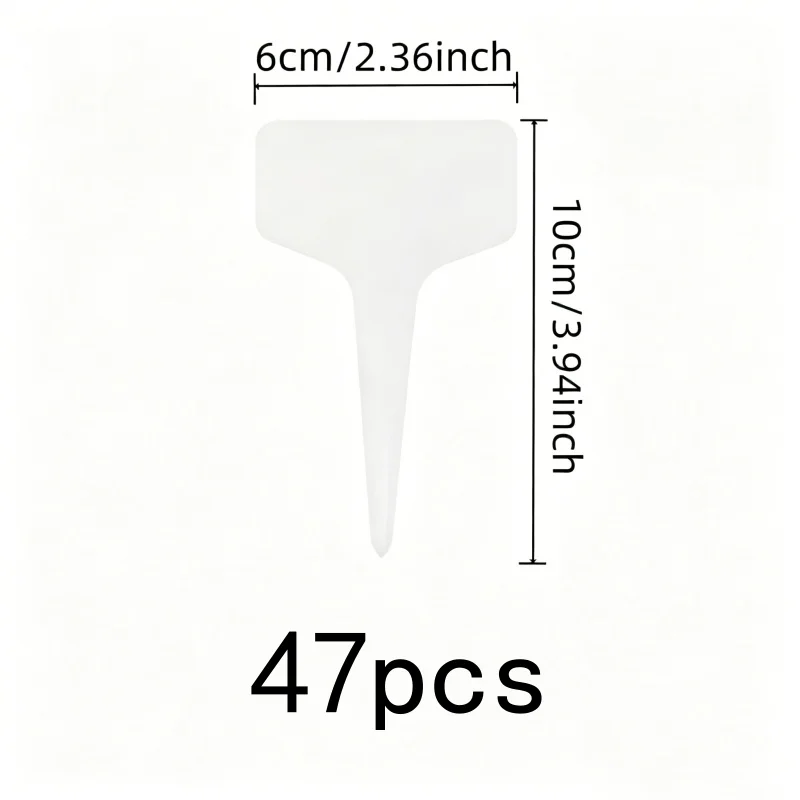 47 pcs White Garden Labels with White T-Shape Design, ideal for Indoor Potted Plants and Outdoor Garden Marking