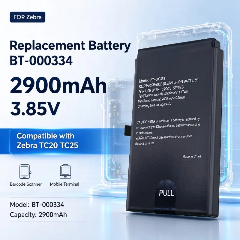 Replacement Battery BT-000334 2900mAh 3.85V Compatible with Zebra TC20 TC25 Barcode Scanner Mobile Terminal