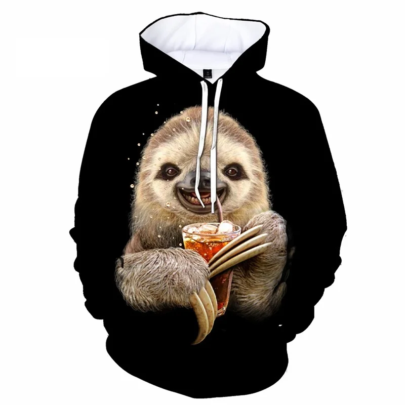 Hoodie cetak Sloth hewan 3D untuk pria Hoodie bertudung gambar grafis Folivora lucu Hoodie baju pullover lucu mode anak