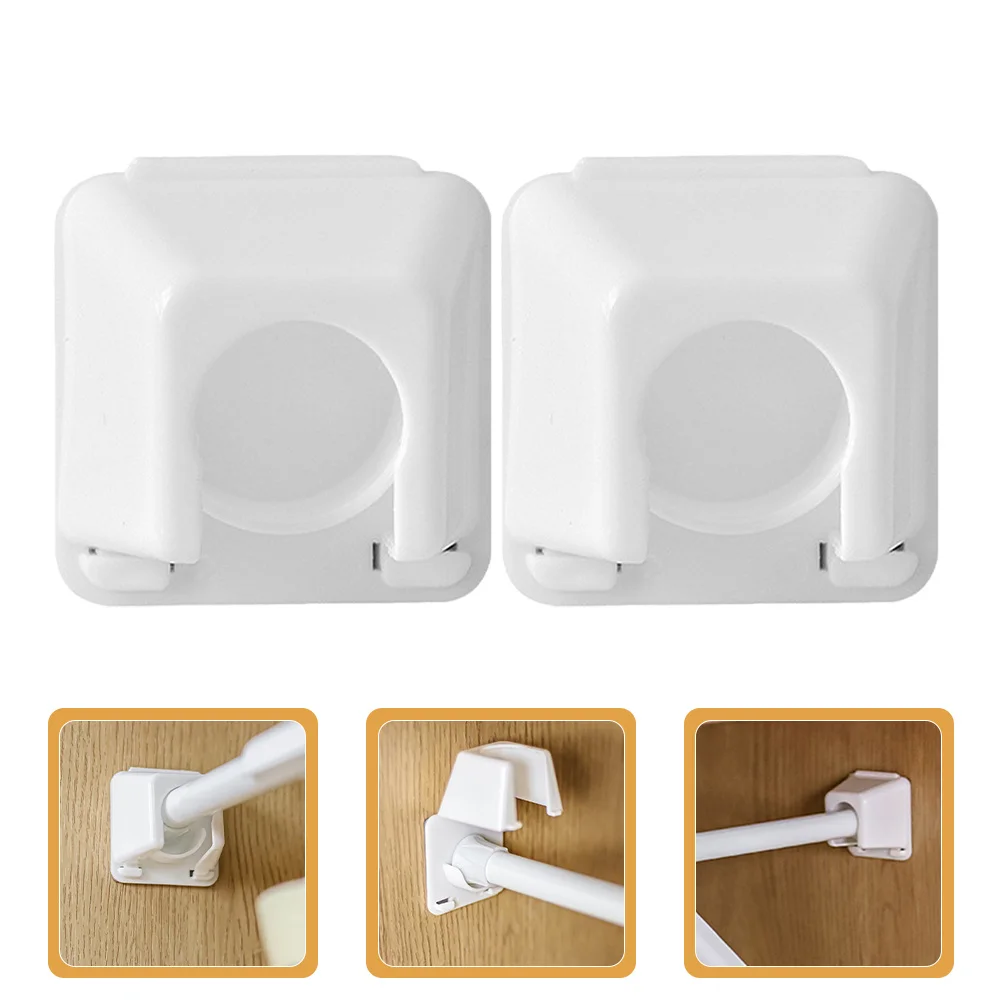 

2pcs Curtain Rod Brackets Black Plastic Wall Mount Holder For Heavy Duty Curtain Support Modern Decorative Window Hardware