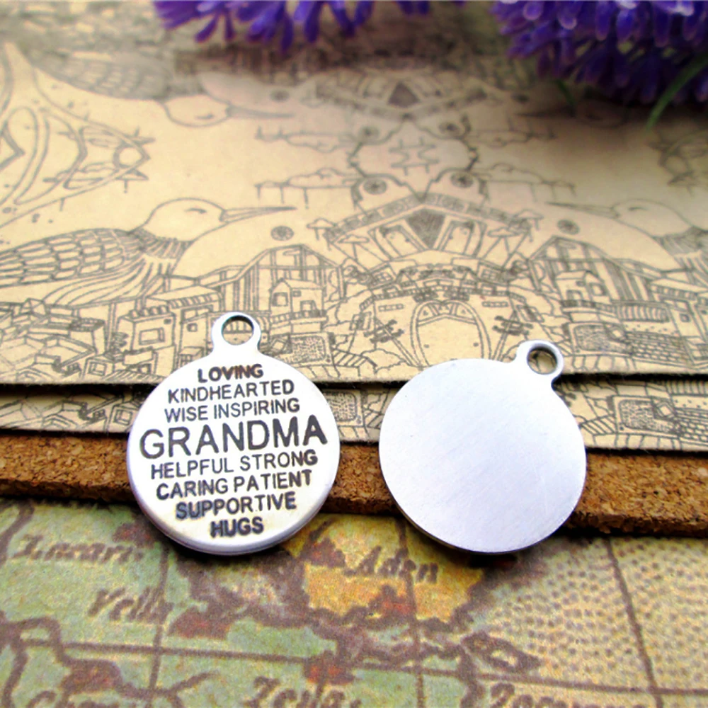 

10pcs/lot"Grandma Word"Stainless Steel Charms Pendant For Jewelry Making DIY Findings Accessories Wholesale
