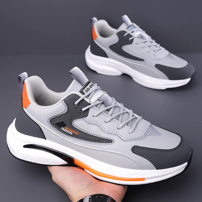 Designer color-blocked new trendy sneakers for men, versatile fashionable casual shoes, Hong Kong style Forrest Gump shoes