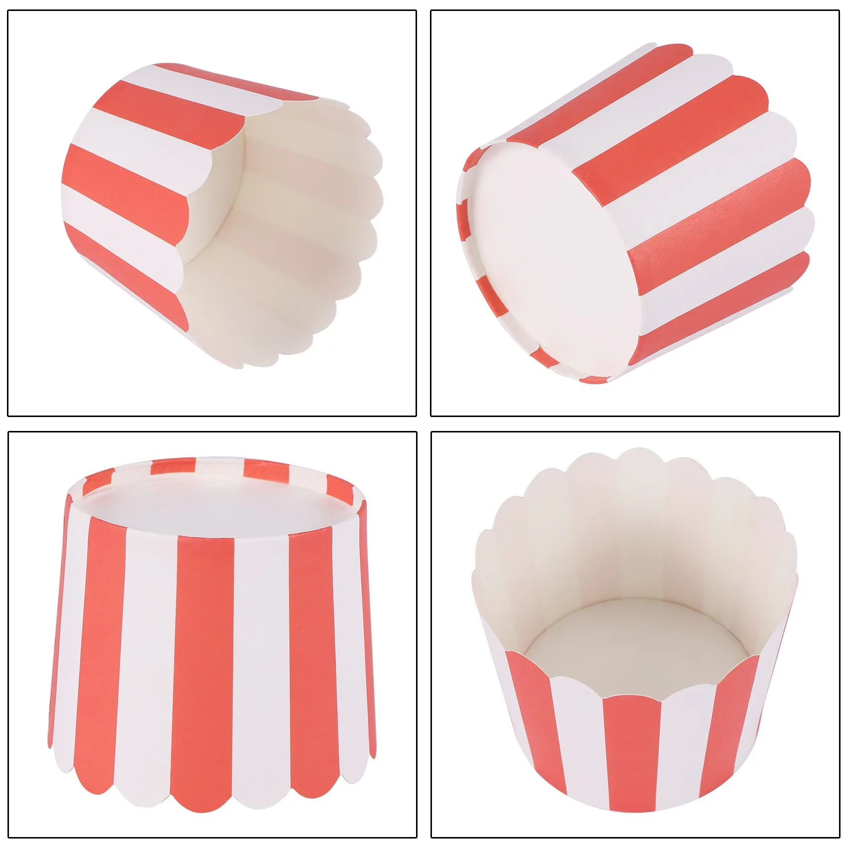 50X Cupcake Wrapper Papier Kuchen Fall Backförmchen Liner Muffin Küche Backen Rote Streifen SQ