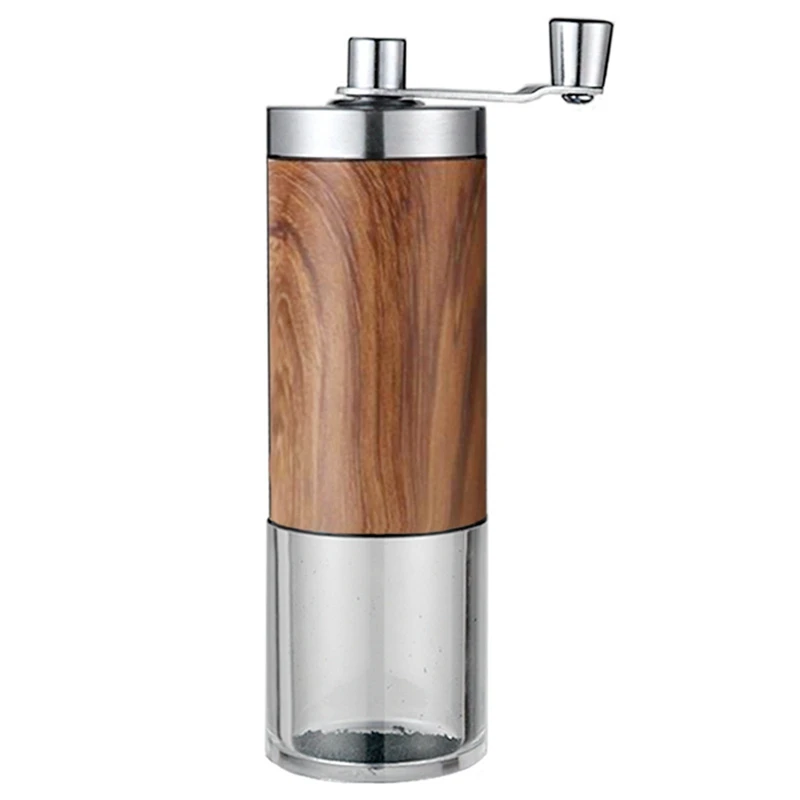 Portable Wood Grain Coffee Grinder Stainless Steel Crank Hand Hand Coffee Grinder Kitchen Tool Grinder