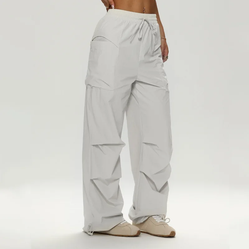 

Women's Vintage Relaxed Fit Drawstring Waist Cargo Pants Casual Comfort Stretch