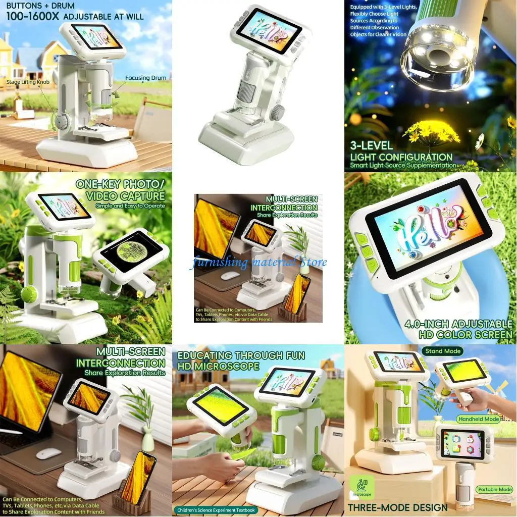 

Y5GD Children Digital Microscope with 4X to 256X Zoom Display for Microscopic & Telescopic Viewing in Various Setting