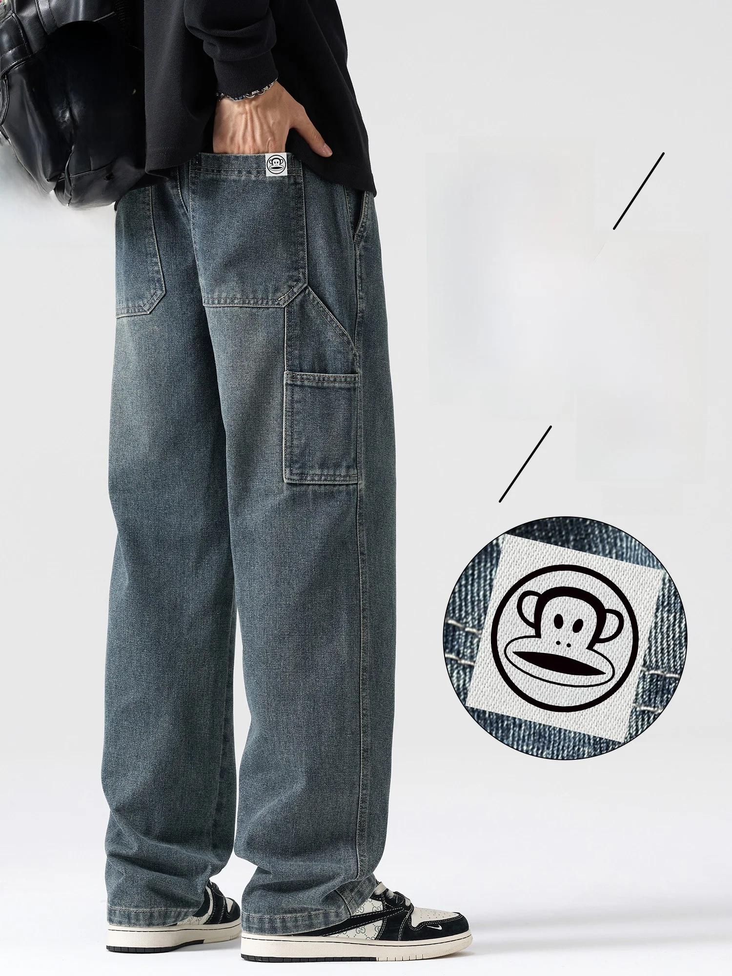 

Мужские повседневные свободные джинсы Paul Frank в стиле ретро, прямого кроя, весенняя новинка, удобные, из прочной смесовой ткани (хлопок/полиэстер)