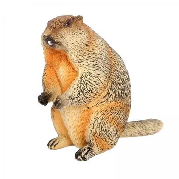 PVC Animal Statue Kit Realistic Groundhog Model Movable Toy Decorative Figurine for Bookshelf Office Patio Gift