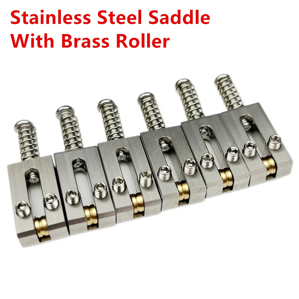 1 Set 10.5MM/10.8MM Electric Guitar Bridge Brass Saddle/ Stainless Steel Roller Saddle Tremolo Bridge Saddles