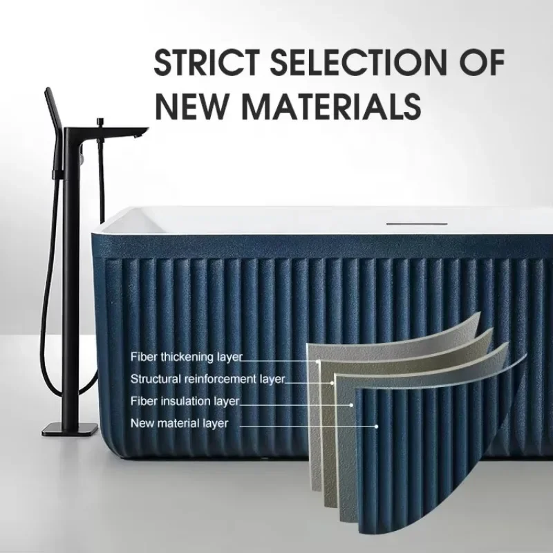 Free Standing Indoor Spa Bathtub Rectangle Solid Surface New Materials Artificial Stone Bathroom Soaking Bath Whirlpool Bathtub