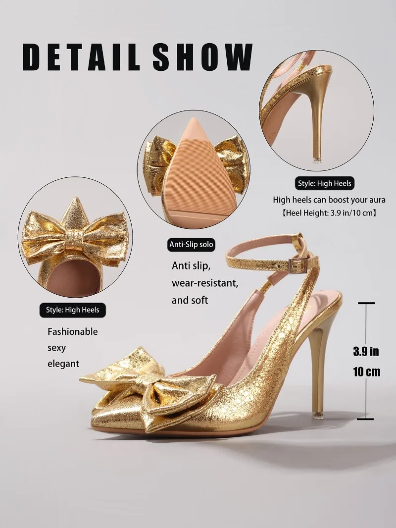 Elegant Bowknot Pointed Toe Pumps Women Slingbacks Sandals Shallow Designer Party Shoes Velvet Brand High Heels Women Mules view 6