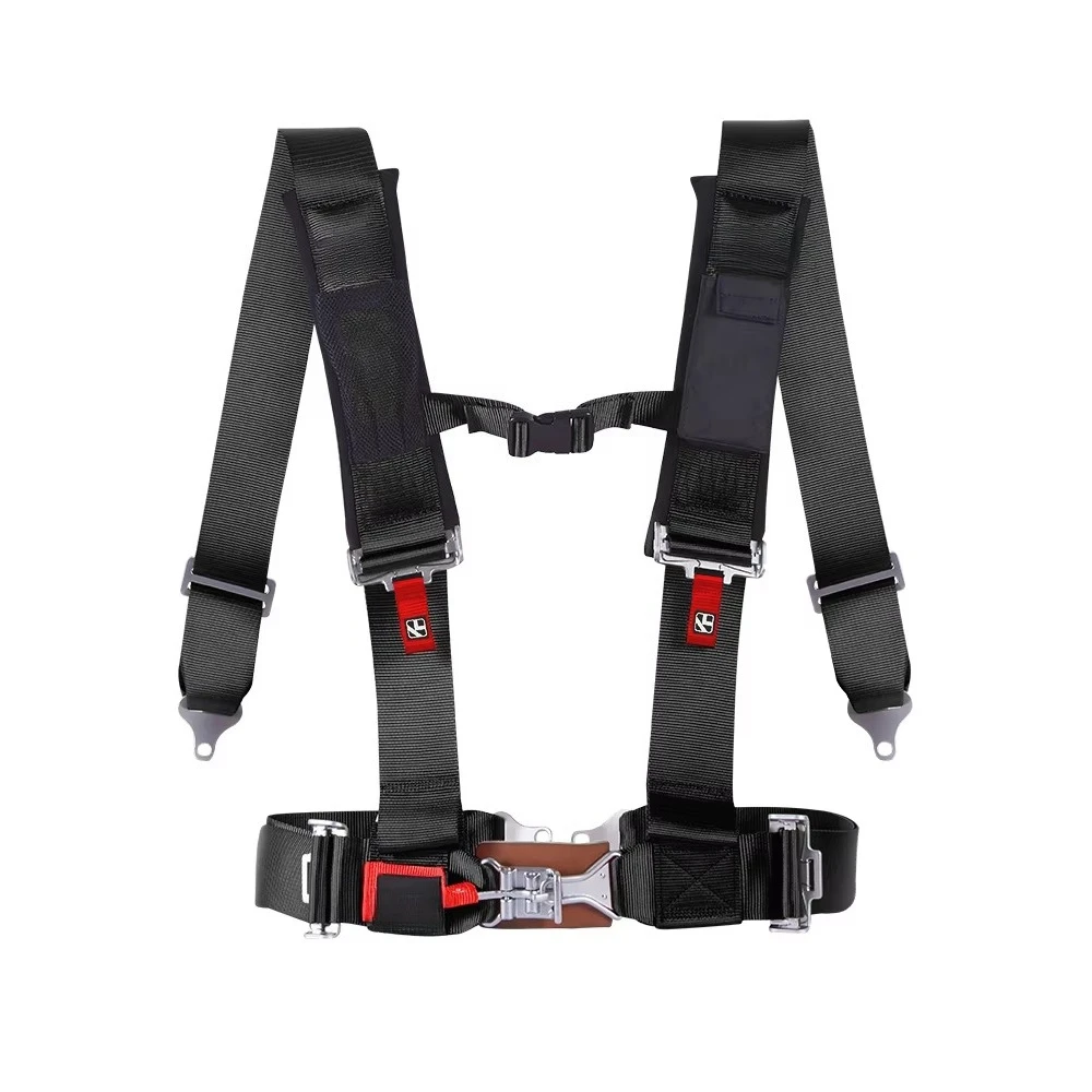 Off-Road Racing UTV Harness 4-Point Nylon Safety Seat Belts with 3 Inch Padding Polyester Webbing and Aluminum Latch Loo