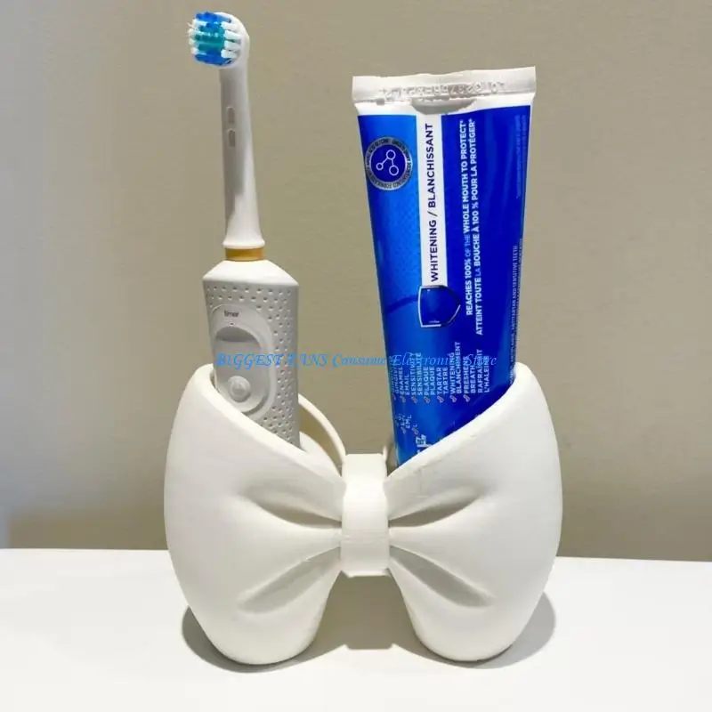  Elegant Butterfly Knot Design Toothbrush Stand With MultiPurpose Storage Function