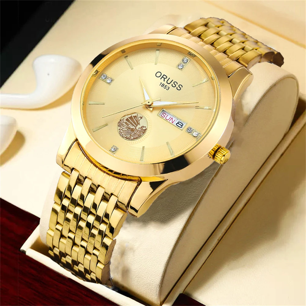 นาฬิกาผู้ชายหรูหราใหม่บุคลิกภาพแฟชั่นทนทานปฏิทินคู่ all-in-one บรรยากาศเกาหลีนาฬิกาผู้ชายขายร้อน