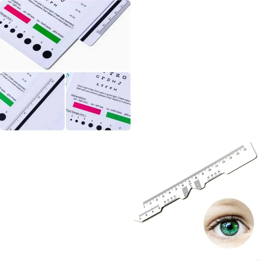 Eye Chart Pocket Eye Chart PD Ruler Eye Occluder(14Inch from Viewer)