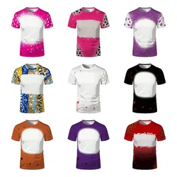 Sublimation Tie Dye Blank Polyester Tee Tops Heat Transfer Blanks T-shirt Round Neck Short Sleeve For DIY Custom Logo