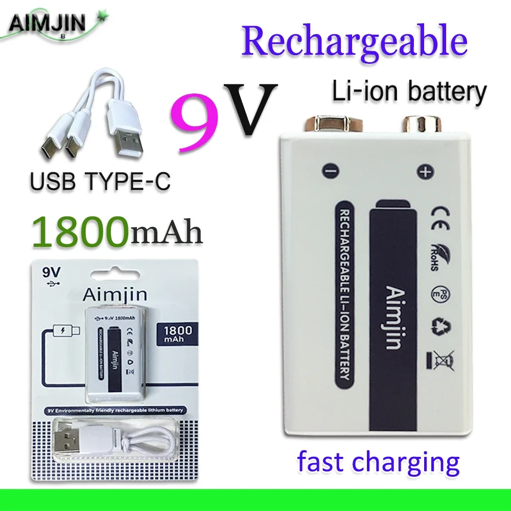 

Special offer 9V 1800mAh Li-ion Rechargeable Micro USB Batteries 9V lithium for Multimeter Microphone Toy Remote Control