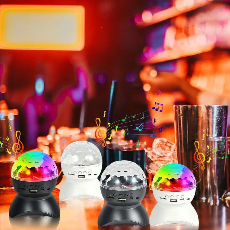 سماعة لاسلكية تعمل بالبلوتوث المتكلم المرحلة 7 لون RGB ضوء ، دوران 360 درجة كريستال الكرة أضواء ليلية ل DJ نادي ديسكو حفلة KTV