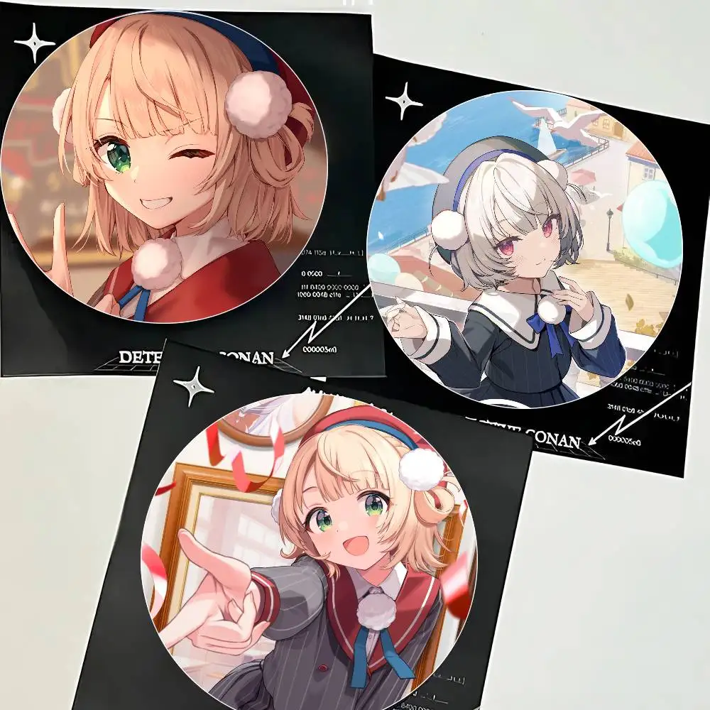 Shigure Ui Anime V-vtuber Round Badge Lapel Pins For Backpacks Briefcase Laser Brooch Clothes Gifts