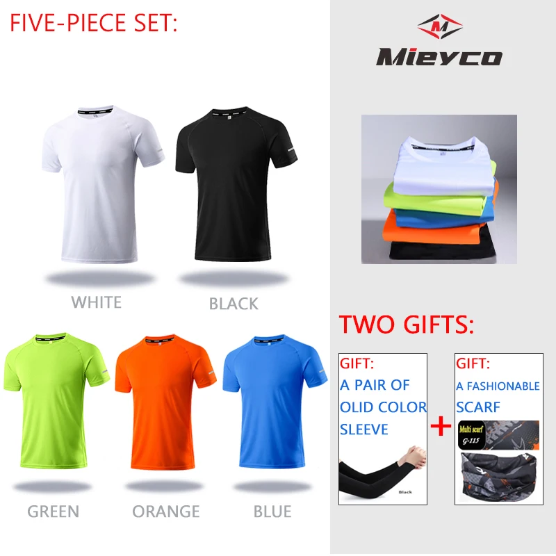 Quick Dry T-Shirt Men's Short Sleeve 100% Polyester Top Summer Fitness Running Training Slim Stretch Sports T-Shirt Bodybuilding