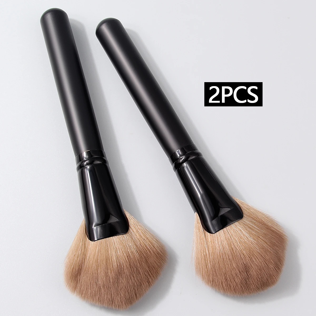 1 قطعة/2 قطعة 2025 فرشاة جديدة على شكل مروحة بمقبض خشبي ، فرشاة قواطع ، فرشاة أحمر الخدود ، فرشاة البودرة ، أدوات فرشاة مكياج الوجه #1