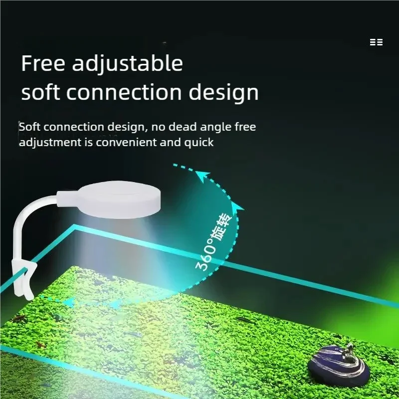 3W LED Clip-On Aquarium Light Full Spectrum USB Fish Tank Light 360° Rotatable Water Plant Grow Light for Small Fish Tank