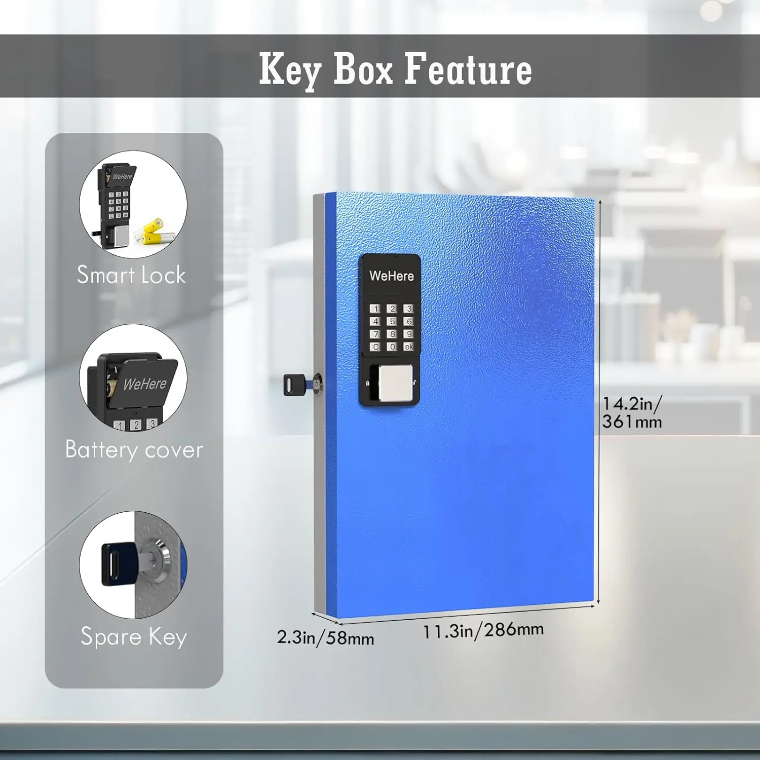 WeHere 32 Key Lock Box, Intelligent Wall Mounted Key Storage Cabinet,OTP/APP Bluetooth/fixed Code Unlocking Key Management Safe