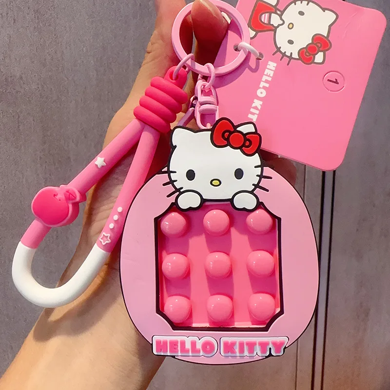 Kawaii Sanrio Cinnamoroll Hello Kitty Decompression Toy Kuromi Pachacco Keychain My Melody Backpack Pendant Girl Peripheral Gift