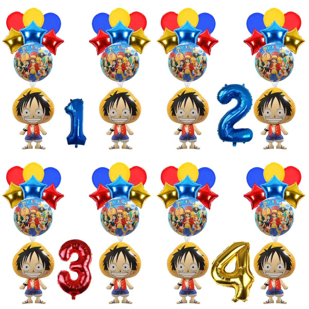 One Piece Luffy Zoro Cartoon Folienballons Jungen Geburtstagsparty Dekorationen Partyzubehör Globos
