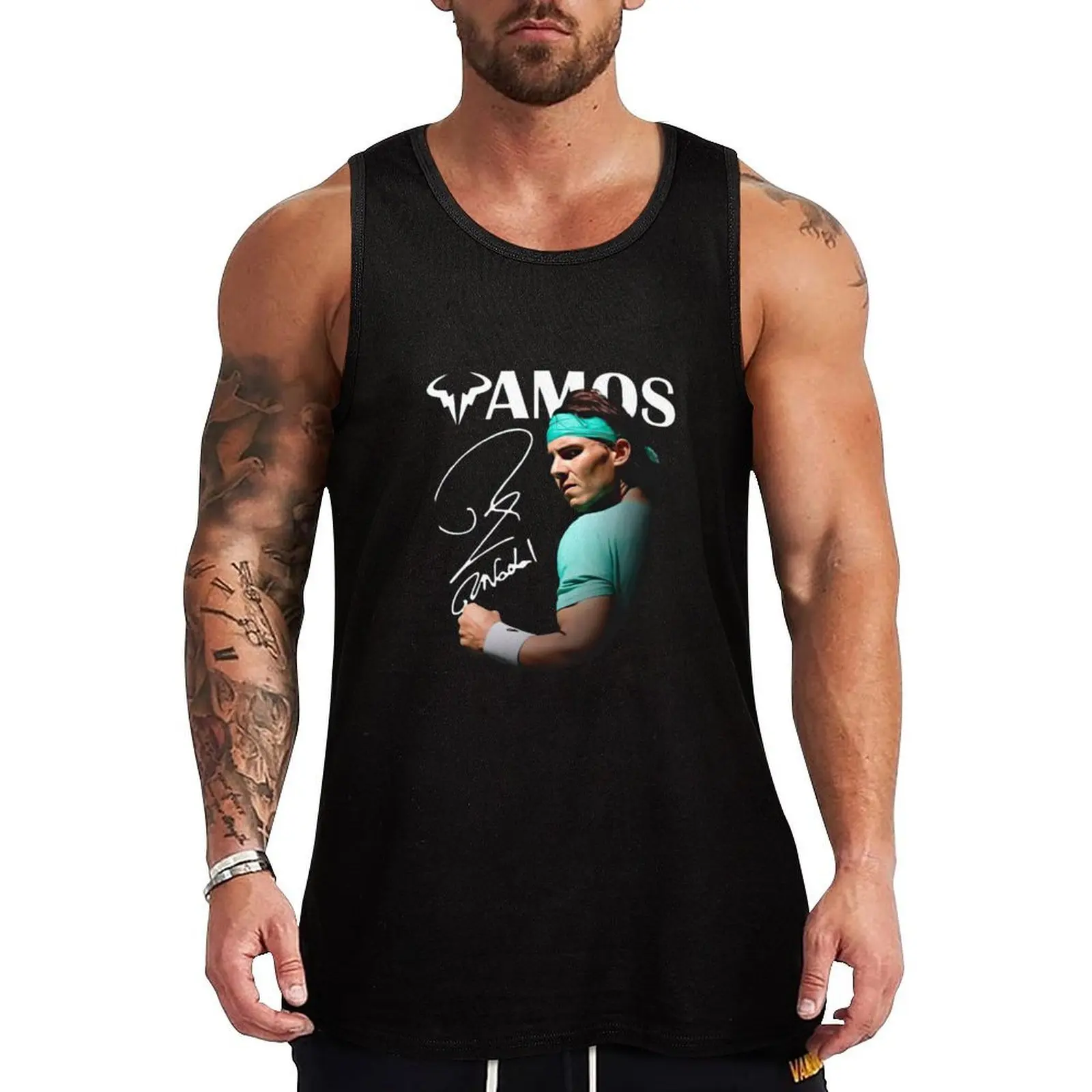 

Vamos Rafa Signal Tennis Sport USA Open Champs Tank Top Outdoor Work Tank Top Rugged Sleeveless Wear