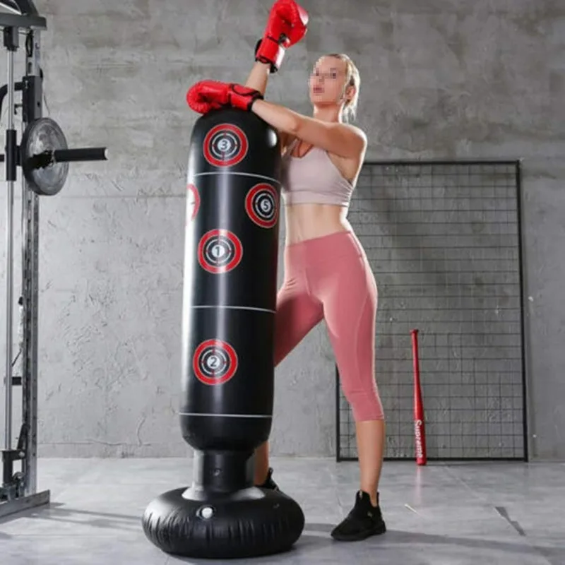 160cm Heavy Duty Inflatable Punching Bag - Free Standing Kickboxing Training Equipment for Home Gym Stress Relief & Fitness