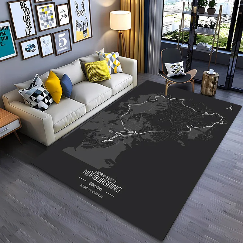 Nordschleife Rectangle Carpet German Racing Track Map Auto Fan Home Decor Mat Non Slip Floor Rug Living Room Area Rug