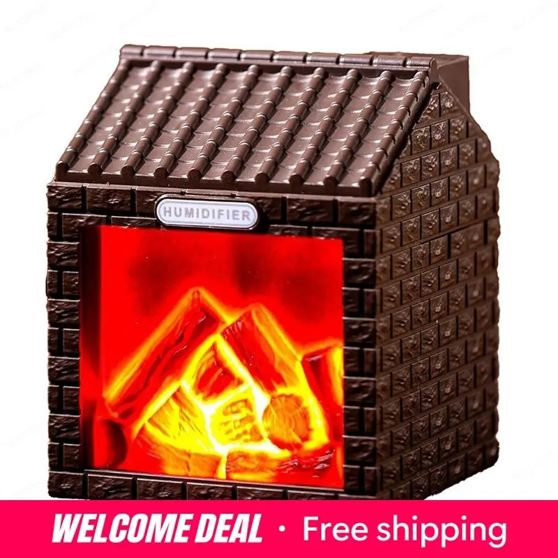 Mini humidificador de niebla fría con luz de llama, apagado automático, USB portátil para dormitorio, oficina y viajes