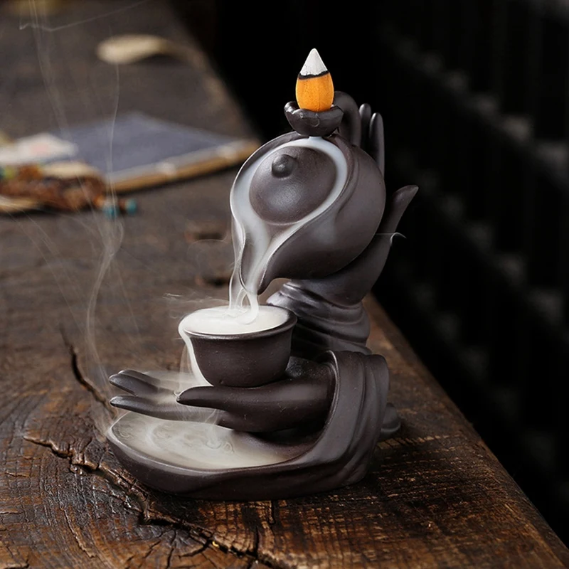 Burner Buddha Hand Backflow Incense Waterfall Burner Smoke Incense Holder Waterfall