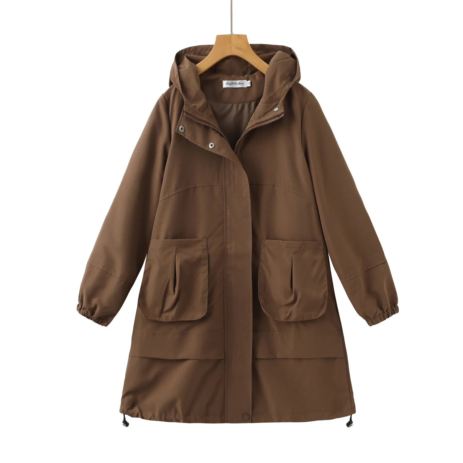 

Brown Trench Women'S Fashionable Raincoat Beige For Linen Vintage Hooded Short Manteau Femme Autumn White Big Ladies