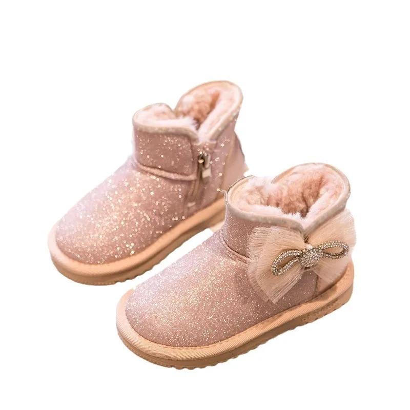 New Winter Children\'s Girls Snow Boots Cute Baby Girls Boots Thick Anti-proof Warm Fashion Ankle Furry Outdoor Kids Snow Boots