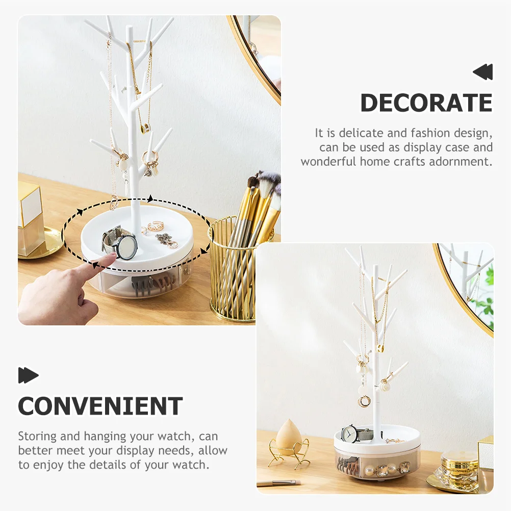 

Jewelry Storage Box Jewelry Tree Stand For Necklace Ring Earring Bracelet Watch Organizer Nightstand Display Holder