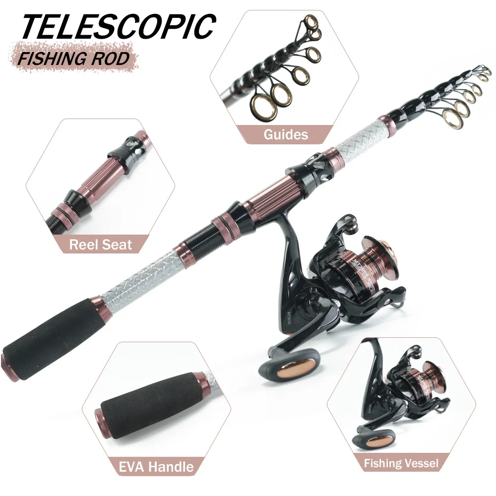 BRAVMACK 2.4M Portable Fishing Rod & MT3000 Spinning Reel Combo - Complete Kit with Accessories for Travel & Outdoor Fishing
