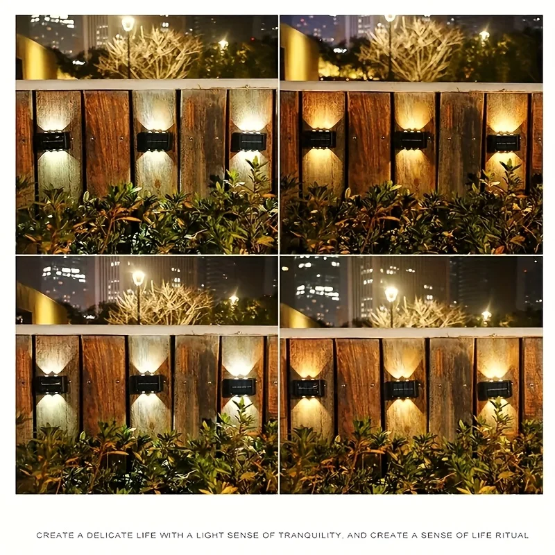 في الهواء الطلق الشمسية الجدار مصباح مقاوم للماء حتى أسفل الإضاءة حديقة درج سياج ضوء الزخرفية مضيئة الإضاءة لحديقة المنزل