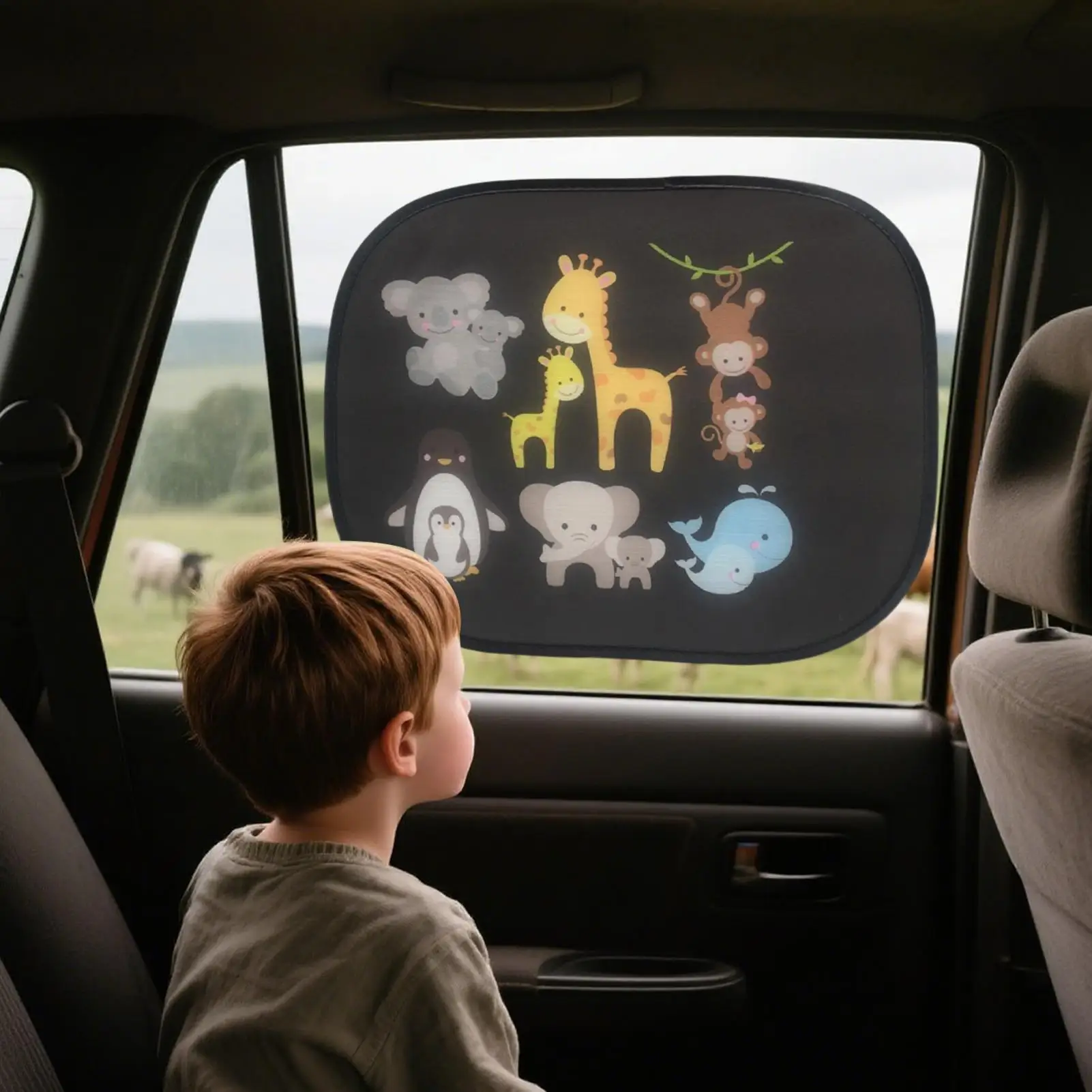 

Baby Car Window Sun Shade Cartoon Automotive Sunshade Foldable Heat Blocking Car Window Sun Shade For Daily Driving Travel
